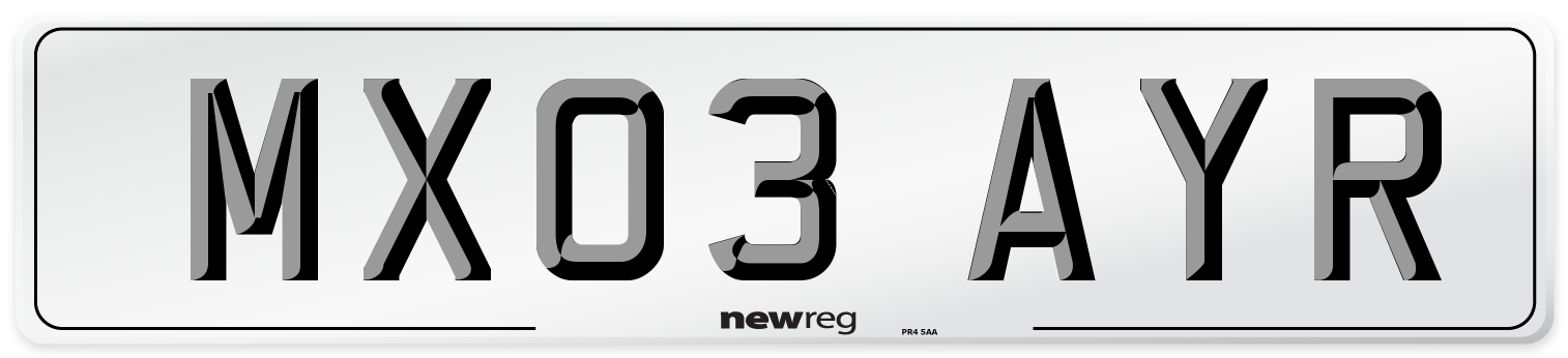 MX03 AYR Number Plate from New Reg